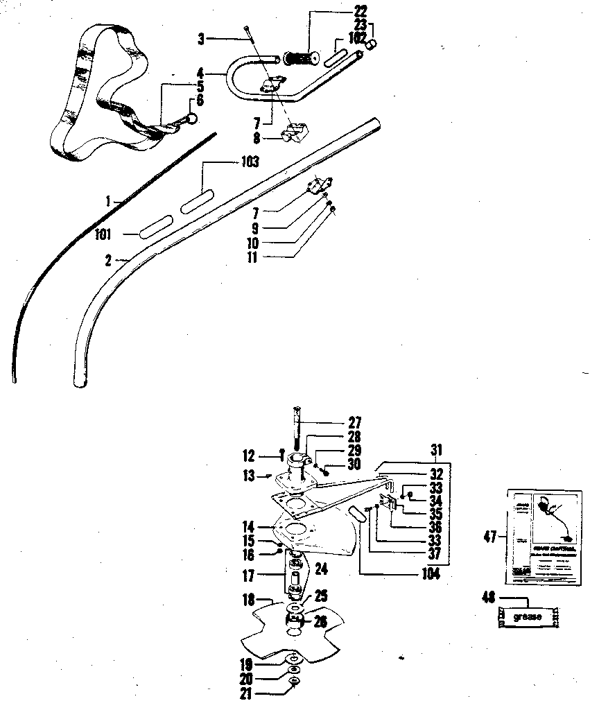 Craftsman 358796210 drive shaft and blade diagram