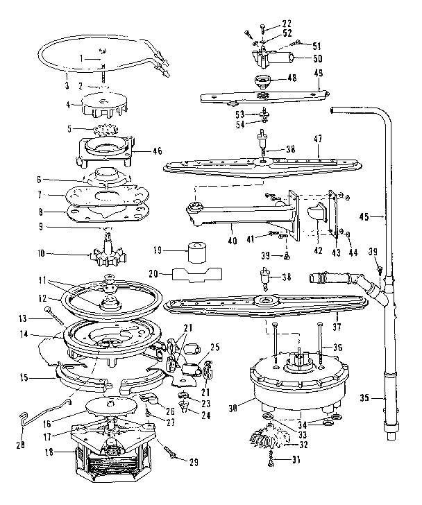 Kenmore 5871757581 motor, heater, and spray arm details diagram