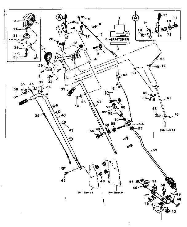 Craftsman 536884700 handle assembly diagram