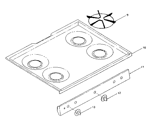 Kenmore 1197078710 main top diagram
