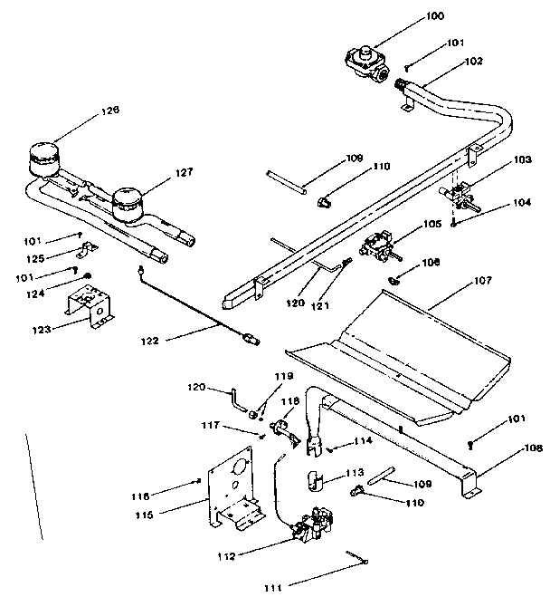 Kenmore 1197078710 oven and top burners diagram