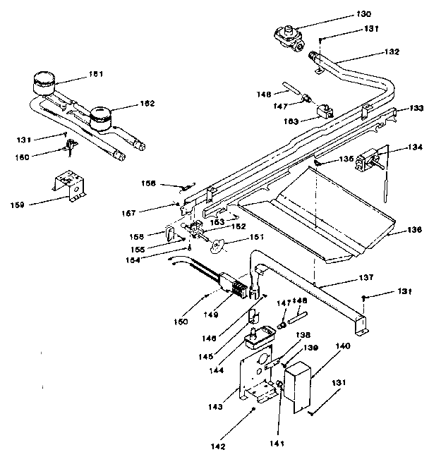 Kenmore 1197078710 oven and top burners diagram