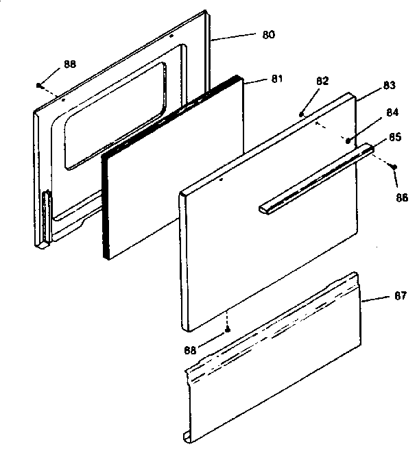 Kenmore 1199058710 oven door and snap-on panel diagram