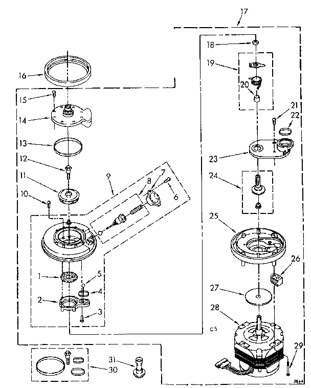 Kenmore 6651577580 pump and motor parts diagram