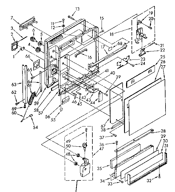 Kenmore 6651577580 door and toe panel parts diagram