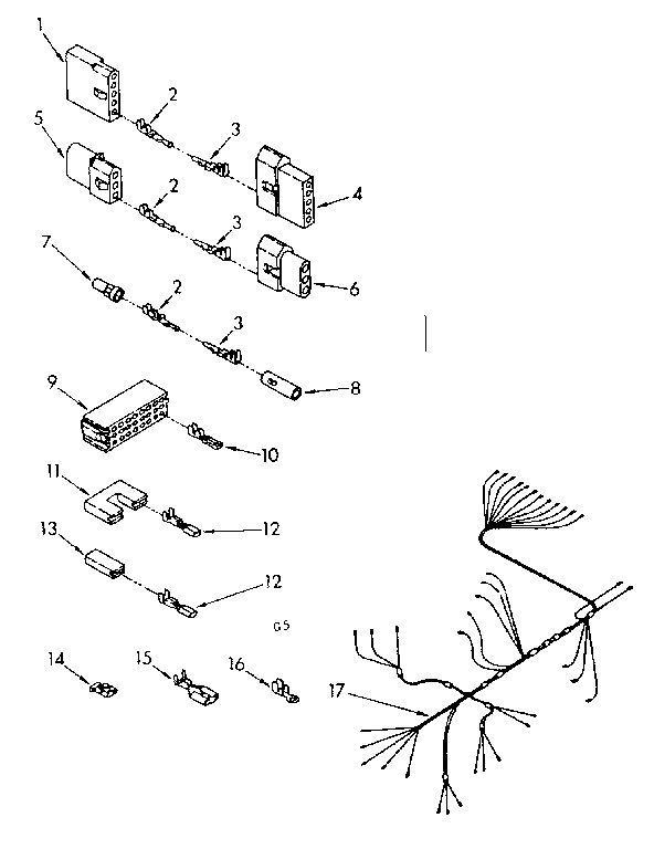 Kenmore 6651577580 wiring harness parts diagram