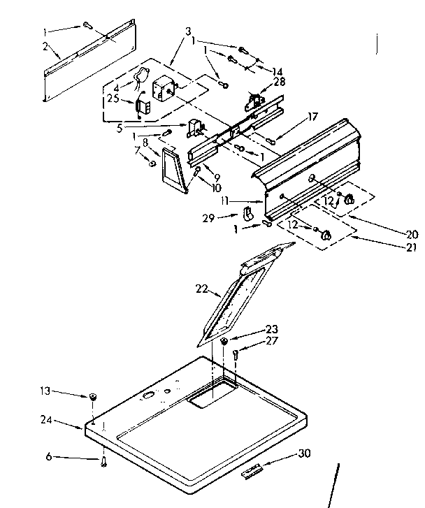 Kenmore 11076671400 top and console assembly diagram