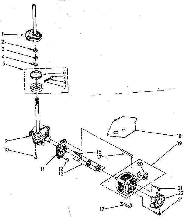 Kenmore 11081476200 brake, clutch, gearcase, motor and pump parts diagram