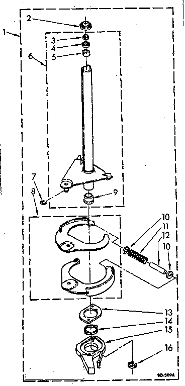 Kenmore 11081476200 brake and drive tube parts diagram