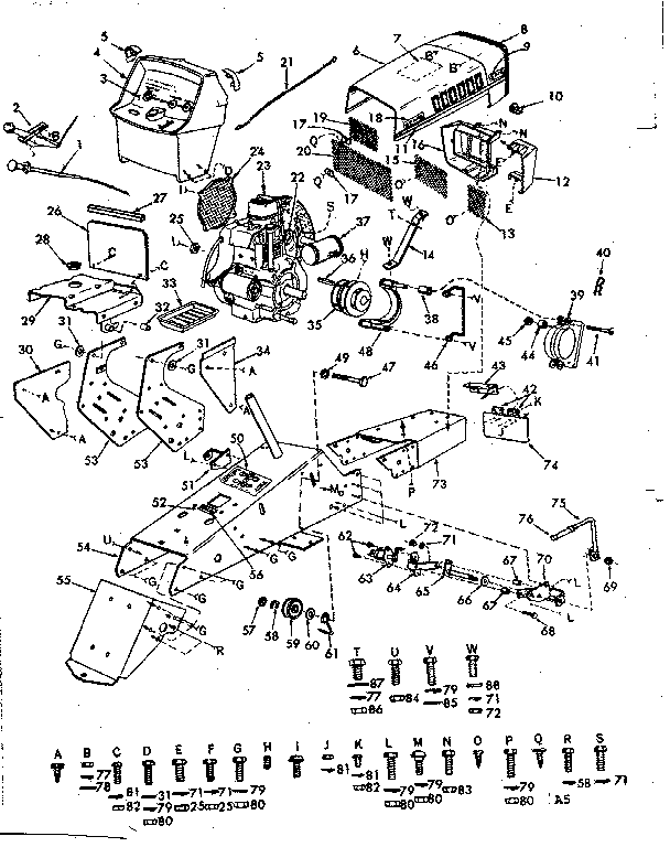 Craftsman 91725874 main frame, dash and grill diagram