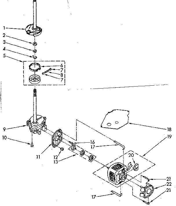 Kenmore 11081476310 brake, clutch, gearcase, motor and pump parts diagram