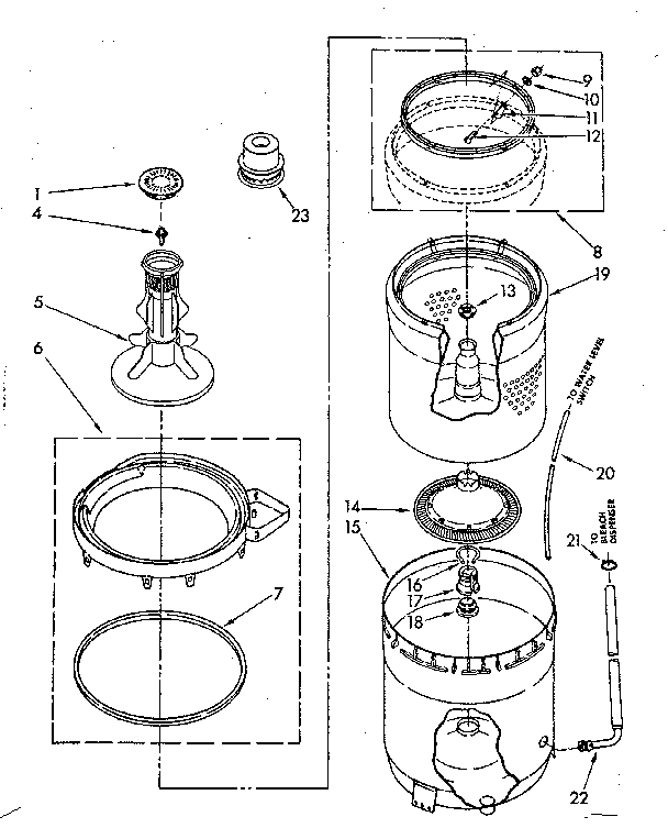 Kenmore 11081476820 agitator, basket and tub parts diagram