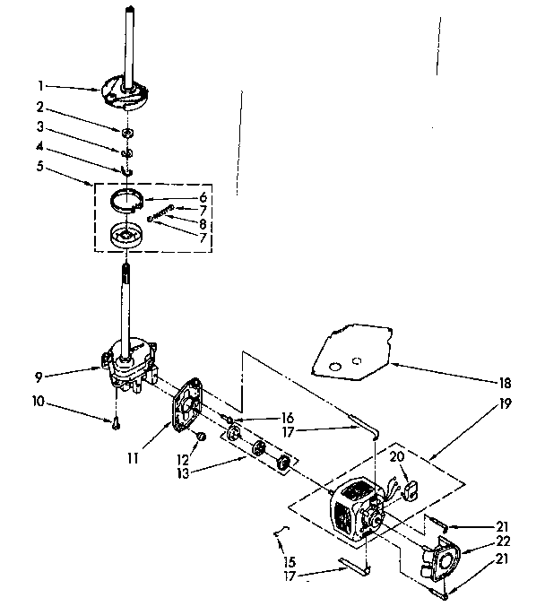 Kenmore 11081476820 brake, clutch, gearcase, motor and pump parts diagram