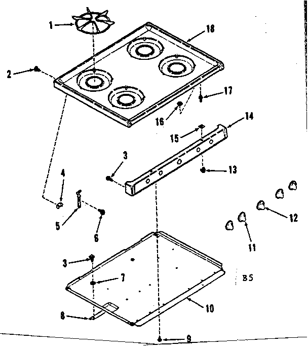 Kenmore 9116148510 main top section diagram