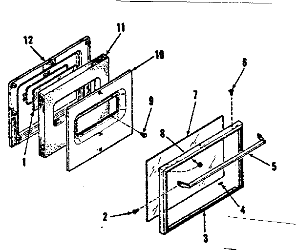 Kenmore 9116148510 oven door section diagram