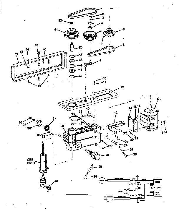 Craftsman 113213852 motor and pulley assembly with guard diagram