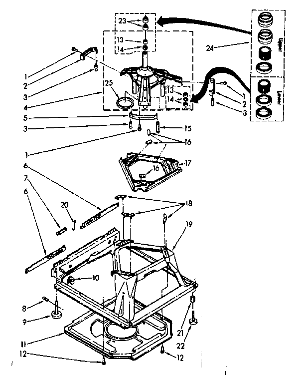 Kenmore 11081362110 machine base parts diagram