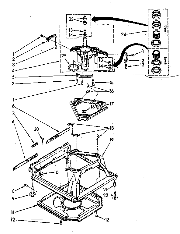 Kenmore 11081375220 machine base parts diagram