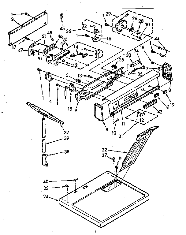 Kenmore 11076894600 top and console assembly diagram