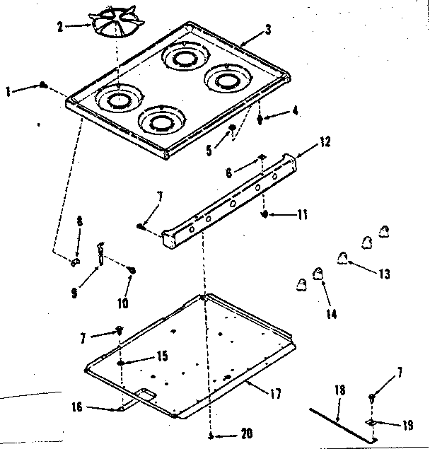 Kenmore 9116138510 main top section diagram