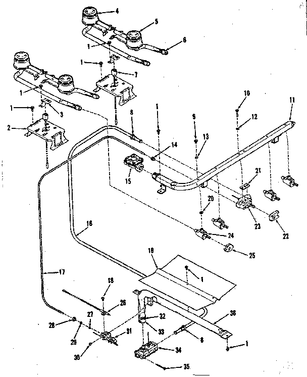 Kenmore 9116138510 burner section diagram