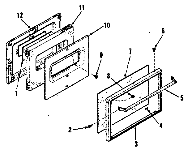 Kenmore 9116138510 oven door section-models 911.6158510 & 911.6178510 diagram