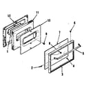 Kenmore 9116158510 oven door section-models 911.6158510 & 911.6178510 diagram