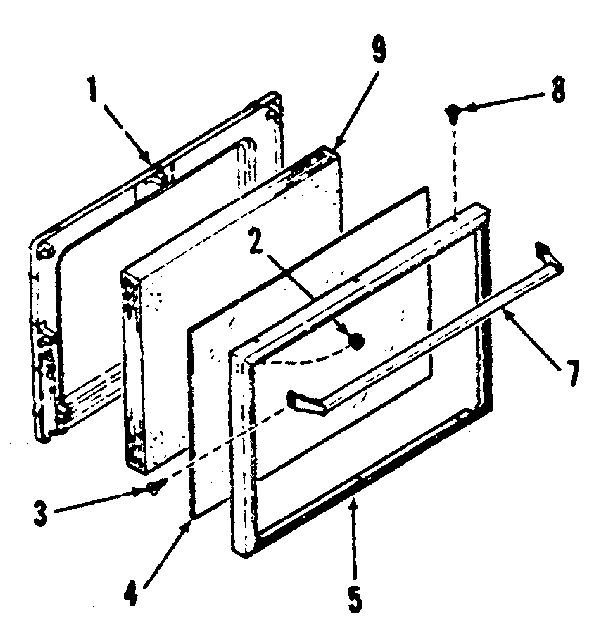 Kenmore 9116138510 oven door section-mods 911.7158510 911.7218510 911.7238510 diagram