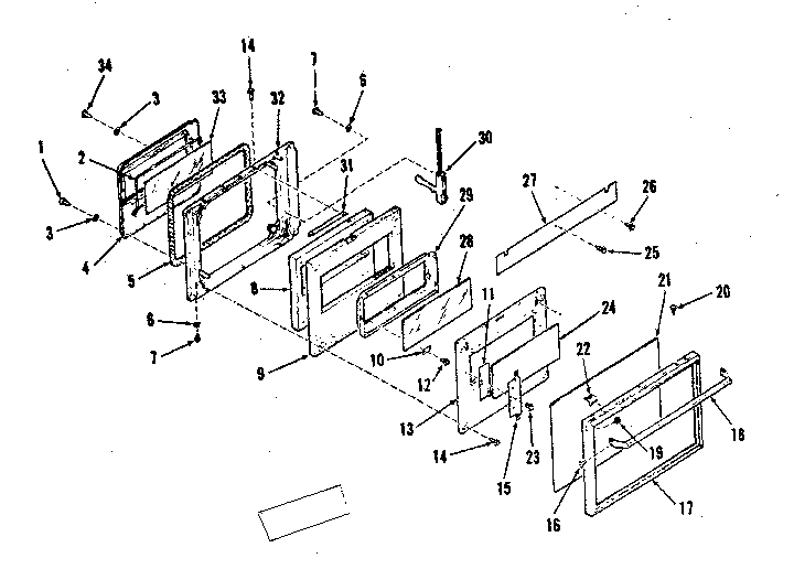 Kenmore 2784258491 oven door section diagram