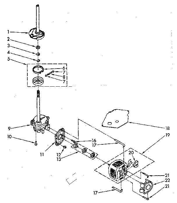 Kenmore 11081375600 brake, clutch, gearcase, motor and pump parts diagram