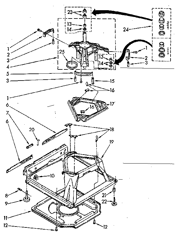 Kenmore 11081375600 machine base parts diagram