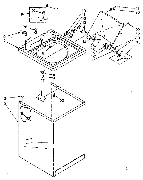 Kenmore 11081375210 top and cabinet parts diagram