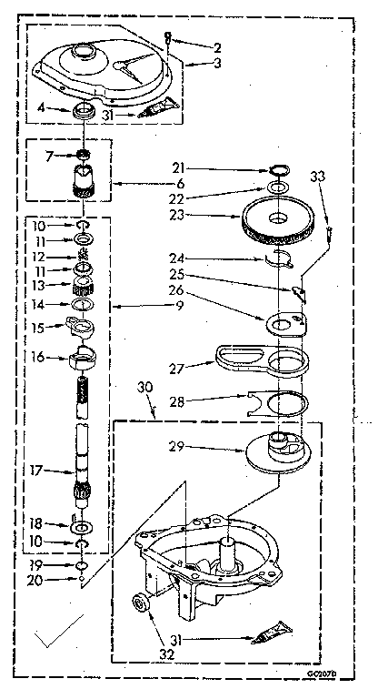 Kenmore 11081375210 gearcase parts diagram