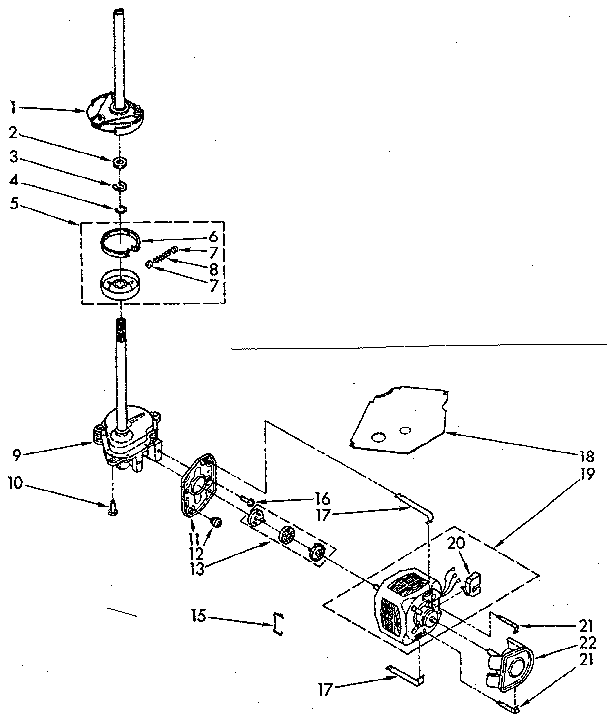 Kenmore 11081375130 brake, clutch, gearcase, motor and pump parts diagram