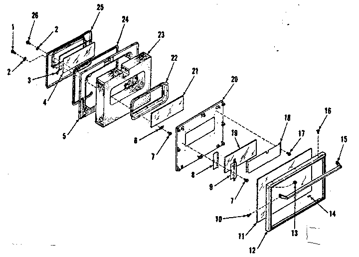 Kenmore 9119368411 oven door section diagram