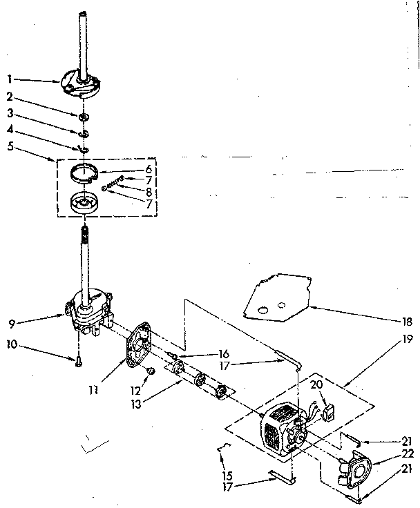 Kenmore 11081360430 brake, clutch, gearcase, motor and pump parts diagram