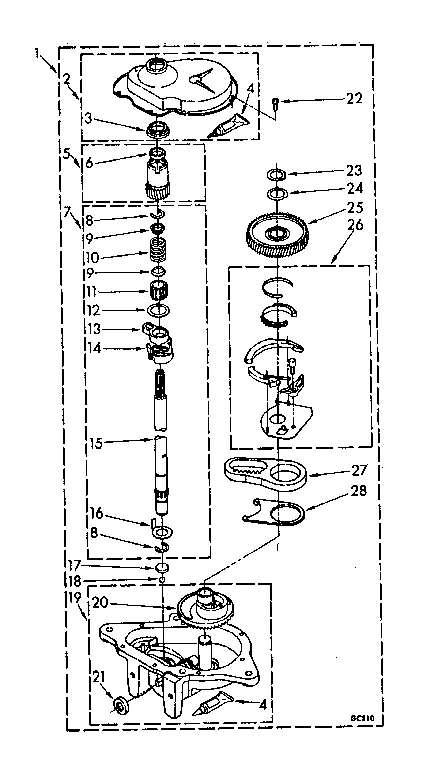 Kenmore 11081360430 gearcase parts diagram