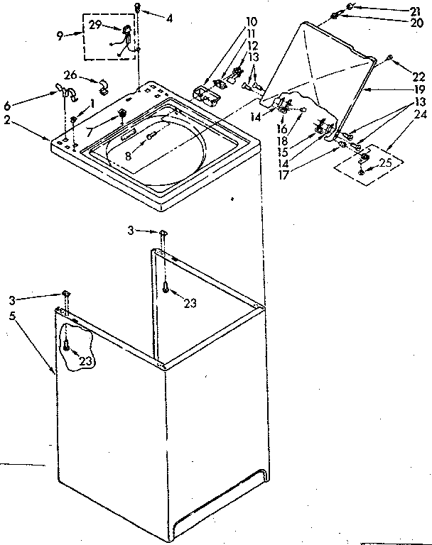 Kenmore 11081362840 top and cabinet parts diagram