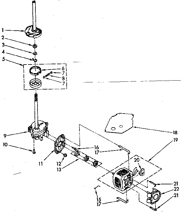 Kenmore 11081362840 brake, clutch, gearcase, motor and pump parts diagram