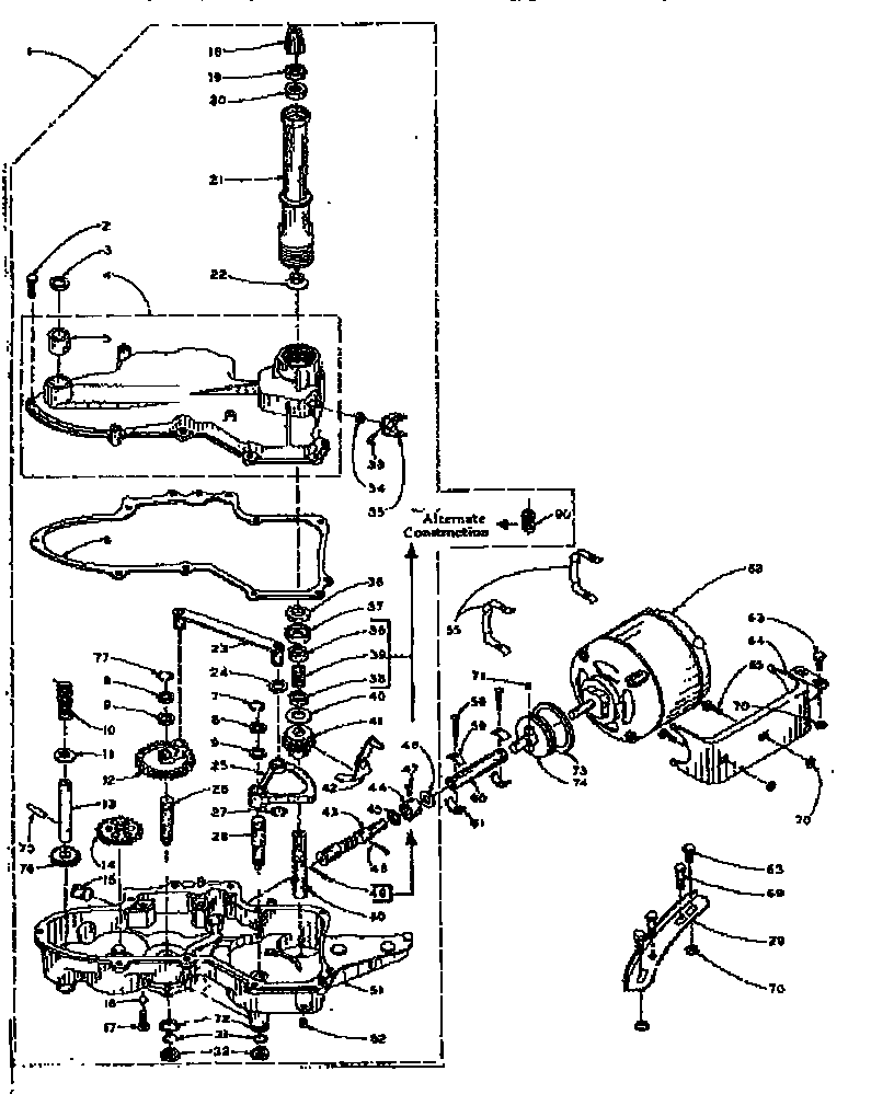Kenmore 1106102600 worm gear and motor diagram