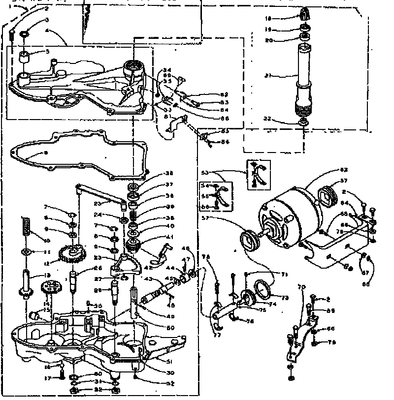 Kenmore 1106002900 worm gear and motor diagram