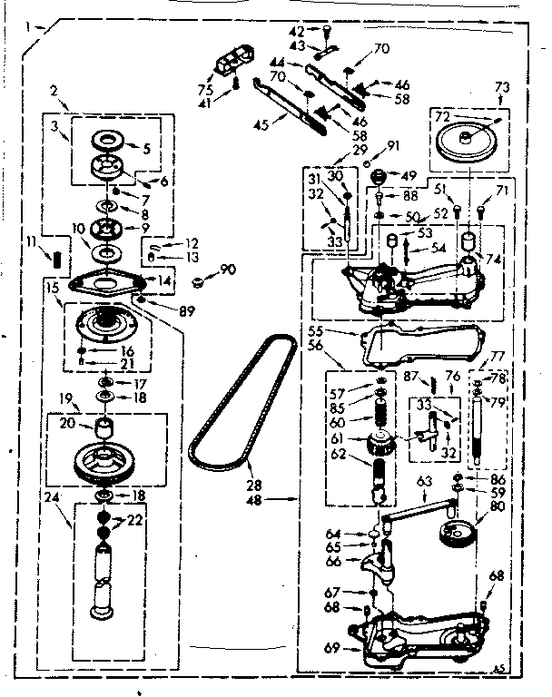 Kenmore 1107333901 gearcase/transmission diagram