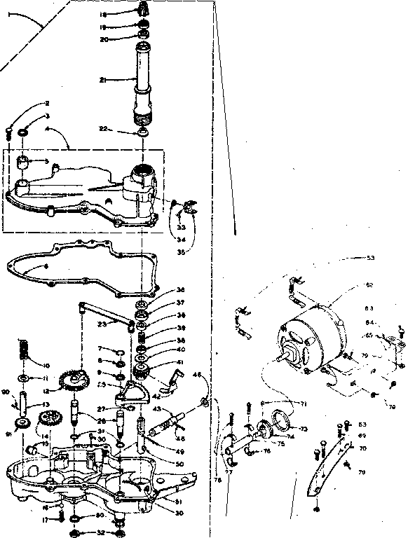 Kenmore 1106302802 worm gear and motor diagram