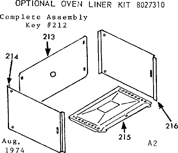 Kenmore 6476057340 optional oven liner diagram