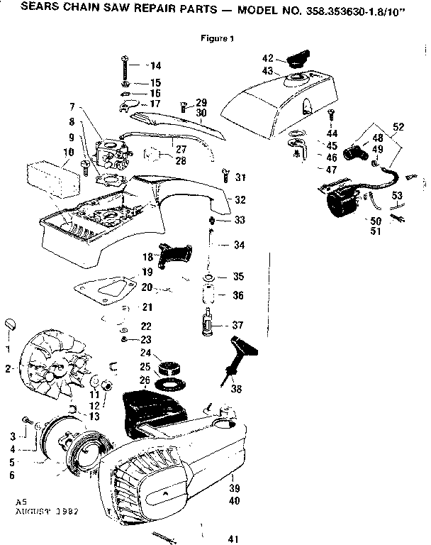 Craftsman 358353630 10 inch gasoline chain saw diagram