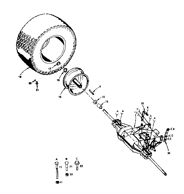 Craftsman 917255279 transaxle and rear wheel diagram