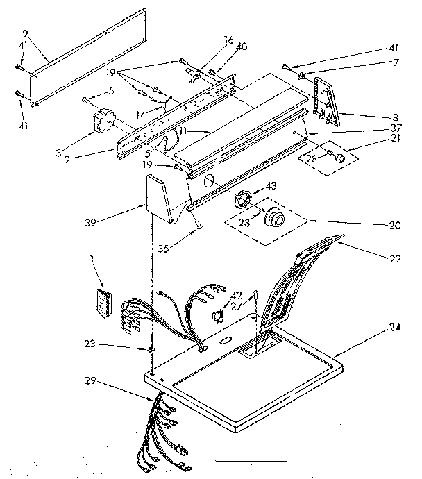 Kenmore 11087427100 top and console parts diagram
