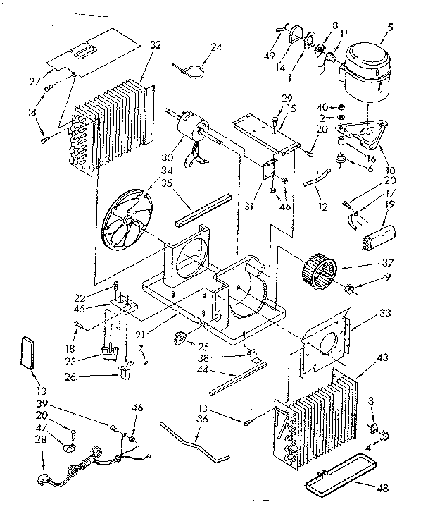 Kenmore 5848740600 air flow and unit parts diagram