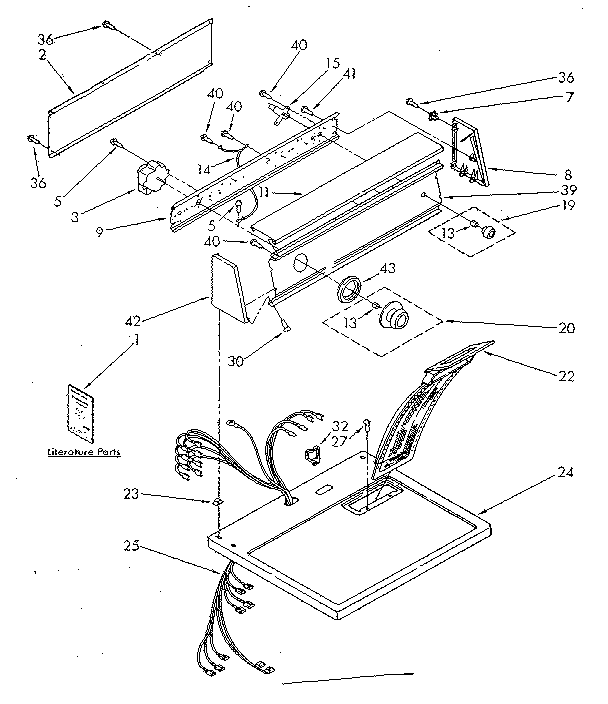 Kenmore 11086427300 top and console parts diagram