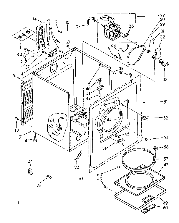 Kenmore 11086427300 cabinet parts diagram